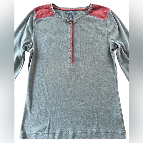 Lauren Ralph Lauren Hunter Green and Brown Suede Henley Shirt - Picture 4 of 8